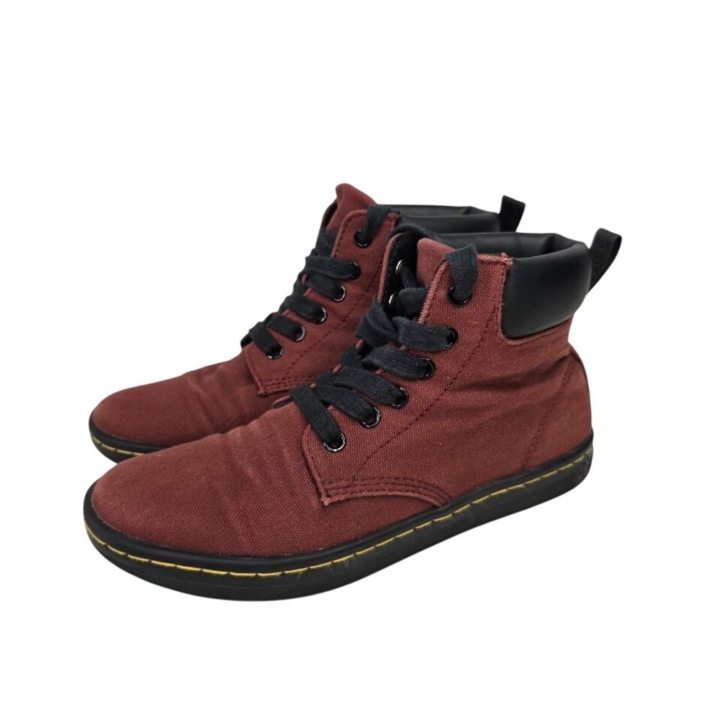 Dr. Martens Women's 6 Maelly Canvas Ankle Boots Burgundy Red High Top AW004